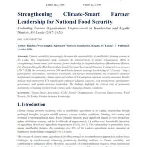 Strengthening Climate-Smart Farmer Leadership for National Food Security