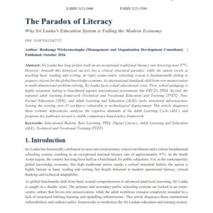 The Paradox of Literacy Why Sri Lanka's Education System is Failing the Modern Economy